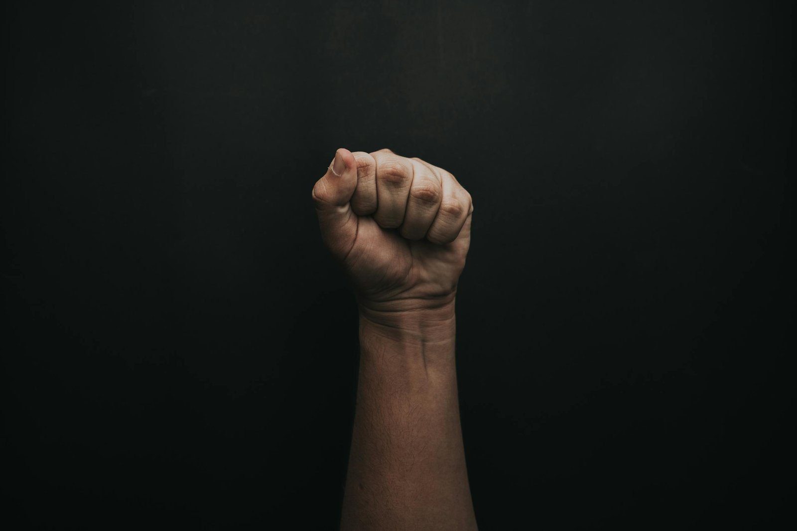 Evolution, Not Revolution 1 A powerful image of a raised fist against a dark background, symbolizing strength and unity.